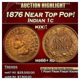 1876 Indian Cent Near Top Pop! 1c ms66+ rd SEGS
