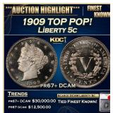 1909 Proof Liberty Nickel TOP POP! 5c pr67+ DCAM S