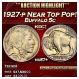 1927-p Buffalo Nickel Near Top Pop! 5c ms67+ SEGS