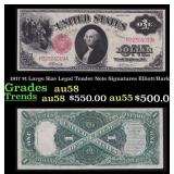 1917 $1 Large Size Legal Tender Note Grades au58 S