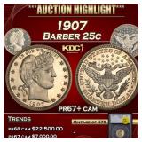 1907 Proof Barber Quarter 25c pr67+ cam SEGS