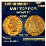 1881 Proof Indian Cent TOP POP! 1c pr67 rd SEGS