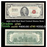 1966 $100 Red Seal United States Note Grades xf+