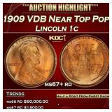 1909 VDB Lincoln Cent Near Top Pop! 1c ms67+ rd SE