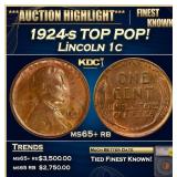 1924-s Lincoln Cent TOP POP! 1c ms65+ rb SEGS