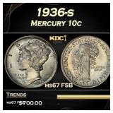 1936-s Mercury Dime 10c Grades ms67 FSB