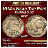 1914-s Buffalo Nickel Near Top Pop! 5c ms67 SEGS