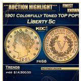 1901 Proof Liberty Nickel Colorfully Toned TOP POP