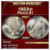 1923-d Peace Dollar $1 ms65+ SEGS