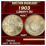 1903 Liberty Nickel 5c ms67 SEGS