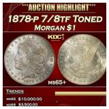 1878-p 7/8tf Morgan Dollar Toned $1 ms65+ SEGS