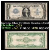 1923 $1 large size Silver Certificate Grades vf+ S