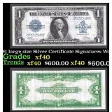 1923 $1 large size Silver Certificate Grades xf Si