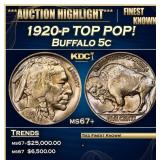 1920-p Buffalo Nickel TOP POP! 5c ms67+ SEGS