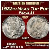 1922-d Peace Dollar Near Top Pop! $1 ms67 SEGS