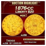 1876-cc Gold Liberty Double Eagle $20 au58 SEGS