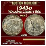 1943-d Walking Liberty Half Dollar 50c ms68 SEGS