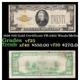 1928 $20 Gold Certificate FR-2402 Woods/Mellon Gra