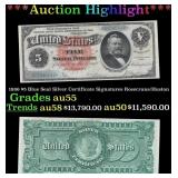 1886 $5 Blue Seal Silver Certificate Grades Choice