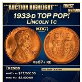 1933-d Lincoln Cent TOP POP! 1c ms67+ rd SEGS