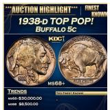 1938-d Buffalo Nickel TOP POP! 5c ms68+ SEGS