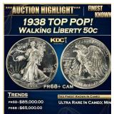 1938 Proof Walking Liberty Half Dollar TOP POP! 50