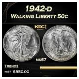 1942-d Walking Liberty Half Dollar 50c Grades ms67
