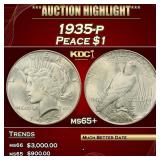 1935-p Peace Dollar $1 ms65+ SEGS