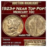 1923-p Mercury Dime Near Top Pop! 10c ms68 FSB SEG