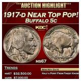 1917-d Buffalo Nickel Near Top Pop! 5c ms67 SEGS