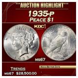 1935-p Peace Dollar $1 ms67 SEGS