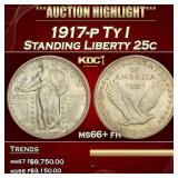 1917-p Ty I Standing Liberty Quarter 25c ms66+ fh