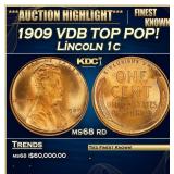 1909 VDB Lincoln Cent TOP POP! 1c ms68 rd SEGS