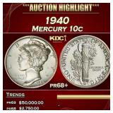 1940 Proof Mercury Dime 10c pr68+ SEGS