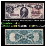 1880 $1 United States Note Grades vf+ Signatures B