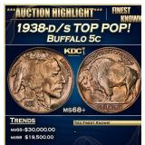 1938-d/s Buffalo Nickel TOP POP! 5c ms68+ SEGS