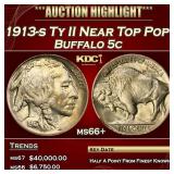 1913-s Ty II Buffalo Nickel Near Top Pop! 5c ms66+