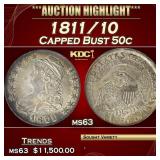 1811/10 Capped Bust Half Dollar 50c ms63 USCG