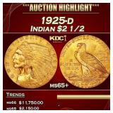 1925-d Gold Indian Quarter Eagle $2 1/2 ms65+ SEGS