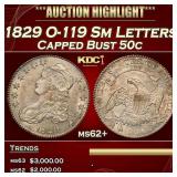 1829 O-119 Sm Letters Capped Bust Half Dollar 50c