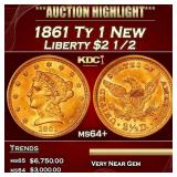 1861 Ty 1 New Gold Liberty Quarter Eagle $2 1/2 ms