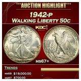 1942-p Walking Liberty Half Dollar 50c ms67+ SEGS