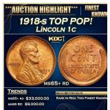 1918-s Lincoln Cent TOP POP! 1c ms65+ rd SEGS