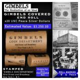 144- 20 Coin Peace Silver Dollar GIMBLES Roll Unc