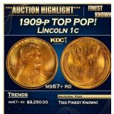 1909-p Lincoln Cent TOP POP! 1c ms67+ rd SEGS