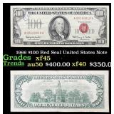 1966 $100 Red Seal United States Note Grades xf+