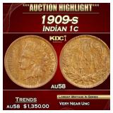 1909-s Indian Cent 1c au58 SEGS