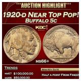1920-d Buffalo Nickel Near Top Pop! 5c ms66+ SEGS