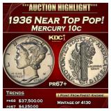 1936 Proof Mercury Dime Near Top Pop! 10c pr67+ SE