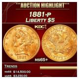 1881-p Gold Liberty Half Eagle $5 ms65+ SEGS